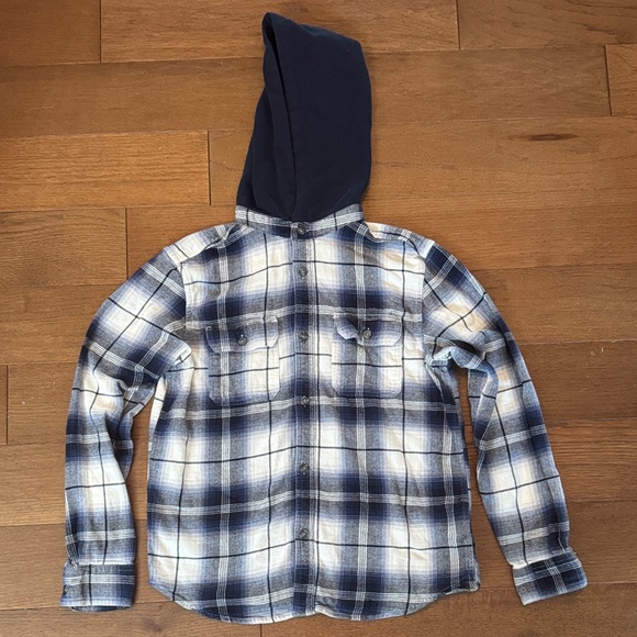 Old Navy Other - Old Navy Navy and White Plaid Button-Up Shirt with Hood